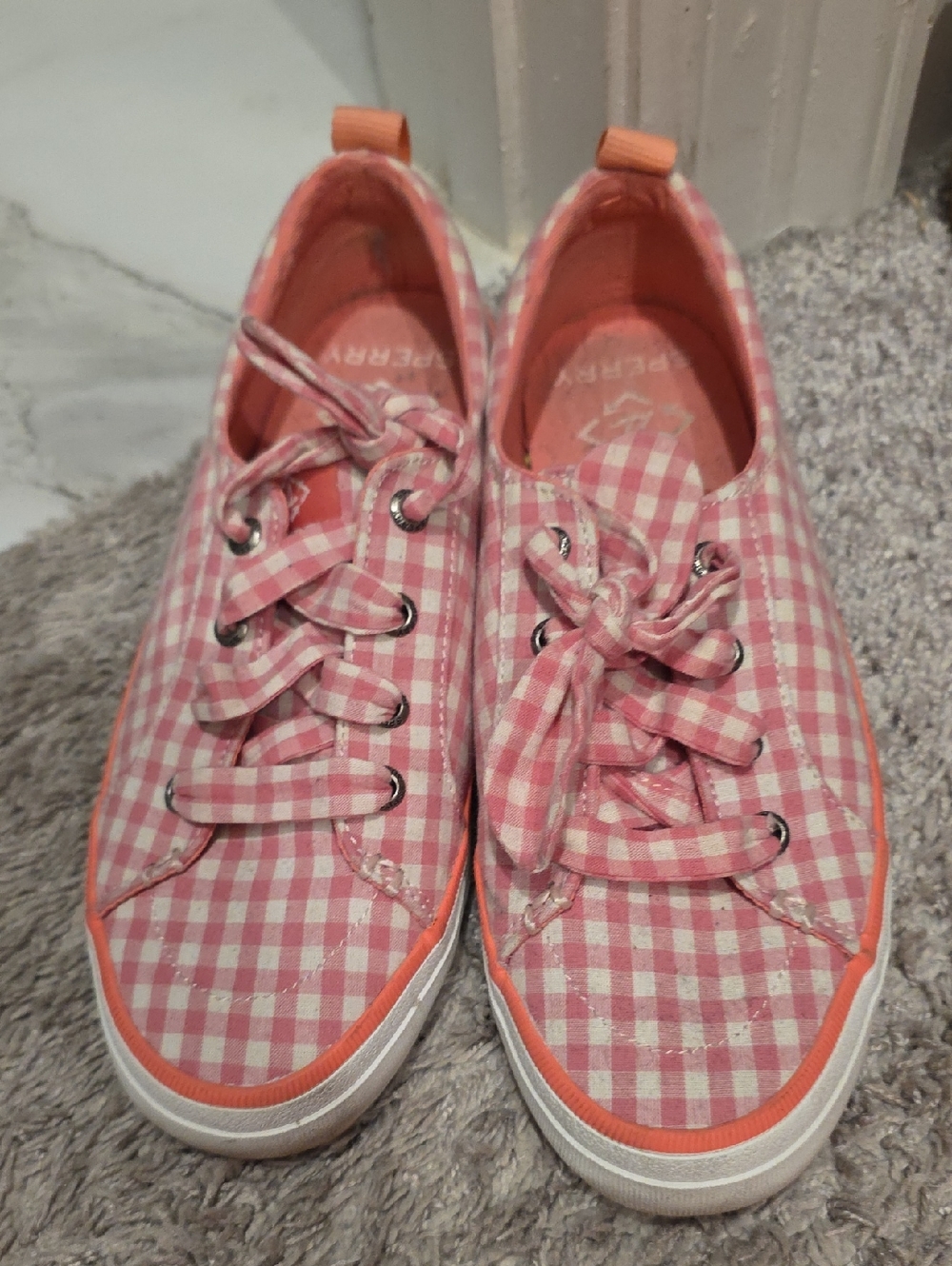 Sperry Pink Gingham Women's Sneakers
